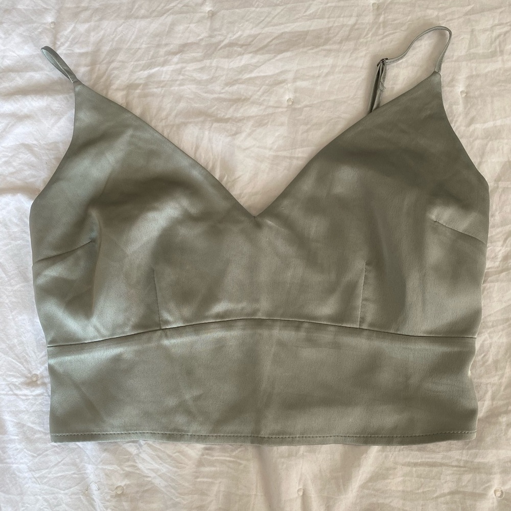 Abercrombie & Fitch blue/gray satin crop top - size small